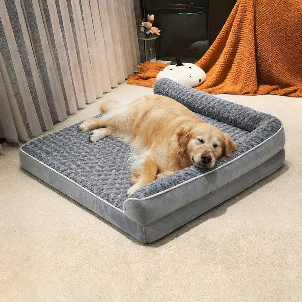 L Shaped Pet Sofa Bed with Washable Cover and Sponge Padding