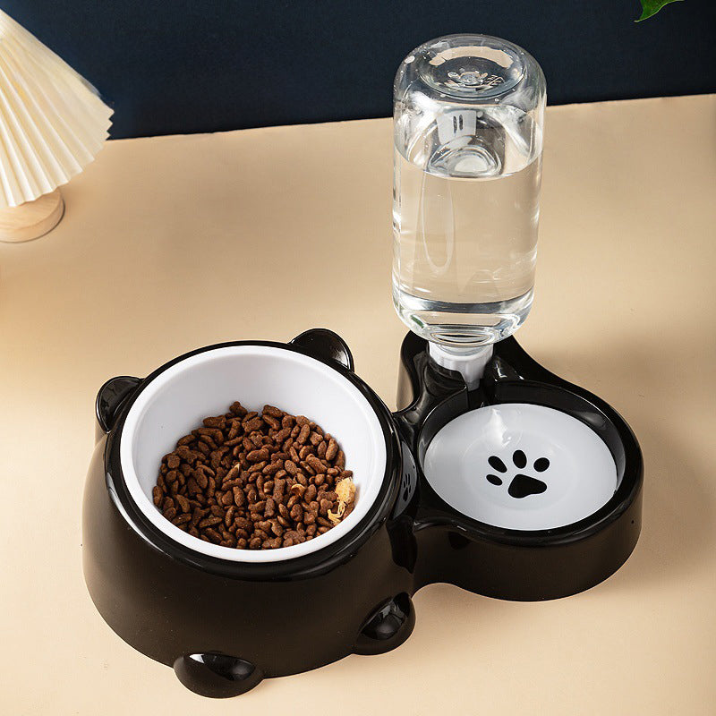 Tilted Cat Dog Food Water Bowl Set with Dispenser
