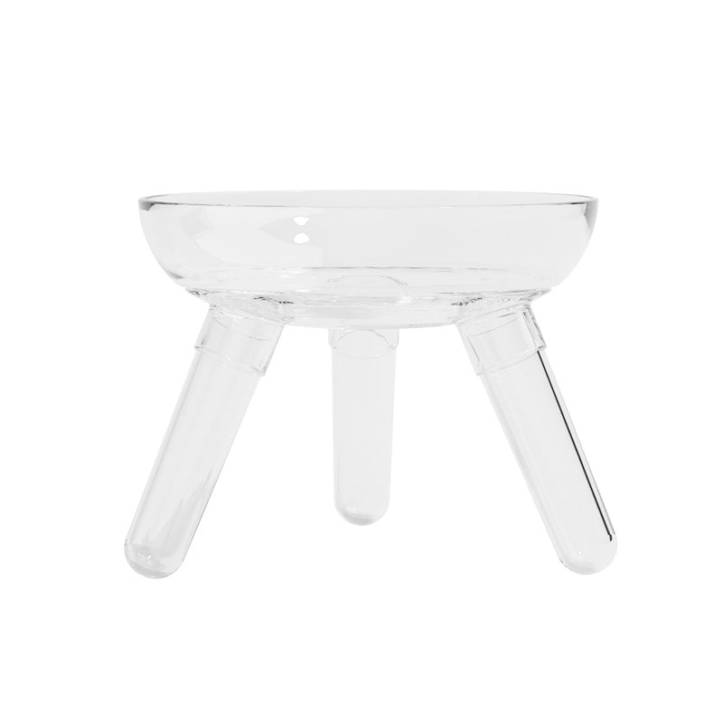 Pet Cat Dog Transparent Glass Feeding Water Bowl Anti Knock