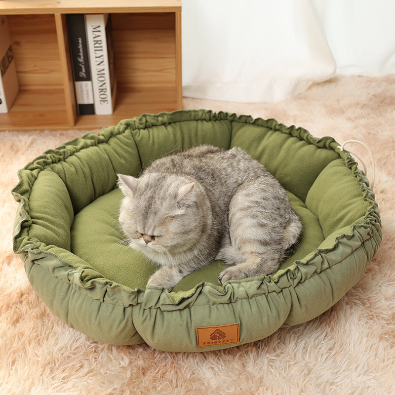Cute Reversible Donut Cat Bed Dual Use Pet Nest