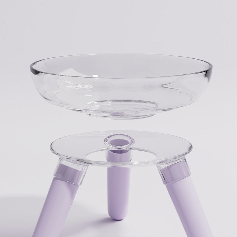 Pet Cat Dog Transparent Glass Feeding Water Bowl Anti Knock