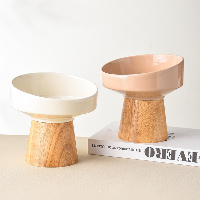 Elevated Ceramic Pet Food Water Bowl for Cats Dogs Puppies