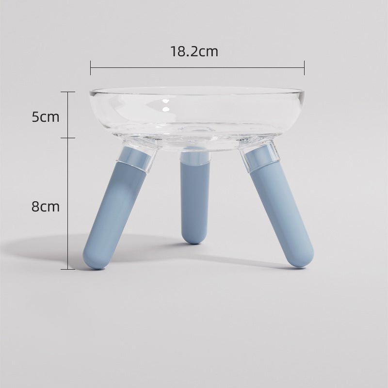 Pet Cat Dog Transparent Glass Feeding Water Bowl Anti Knock