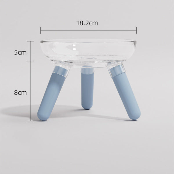 Pet Cat Dog Transparent Glass Feeding Water Bowl Anti Knock