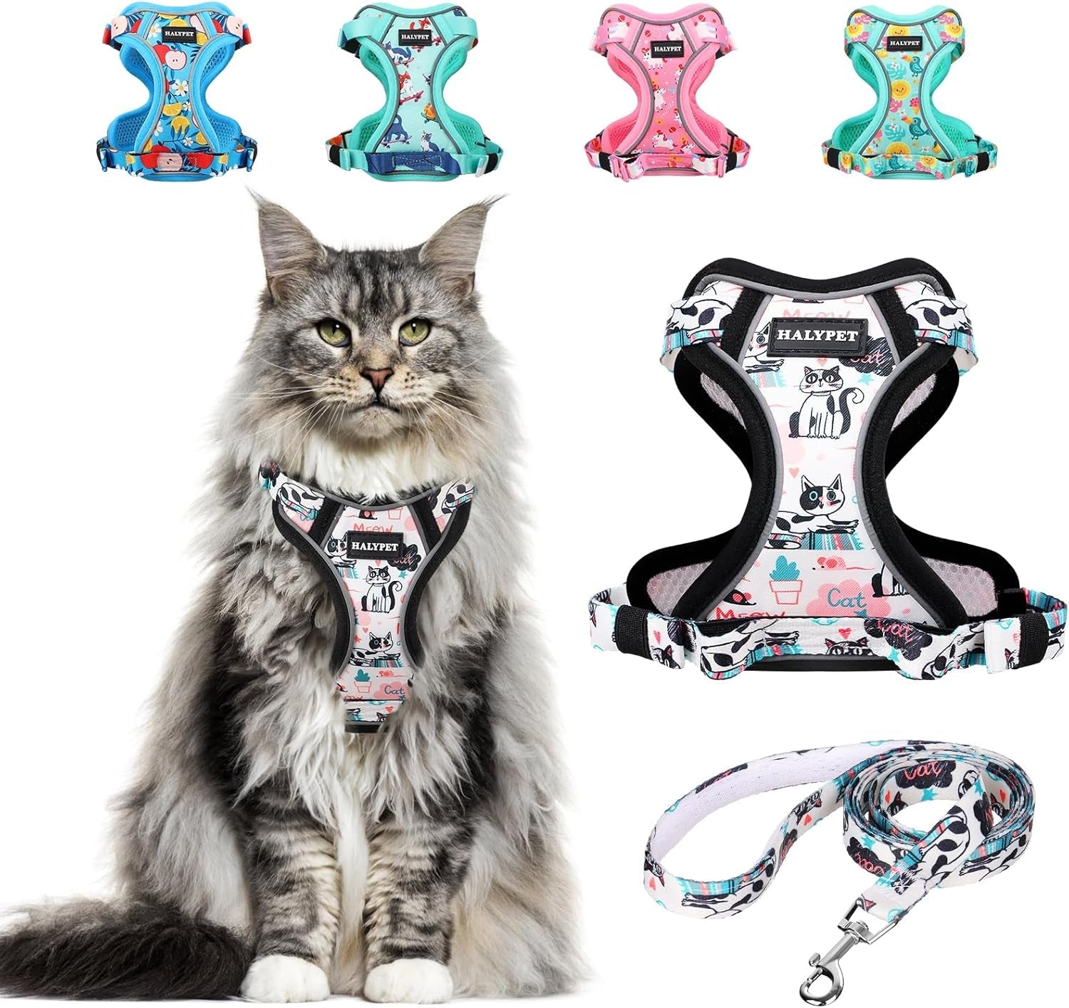 Escape Proof Reflective Adjustable Cat Harness Leash Set