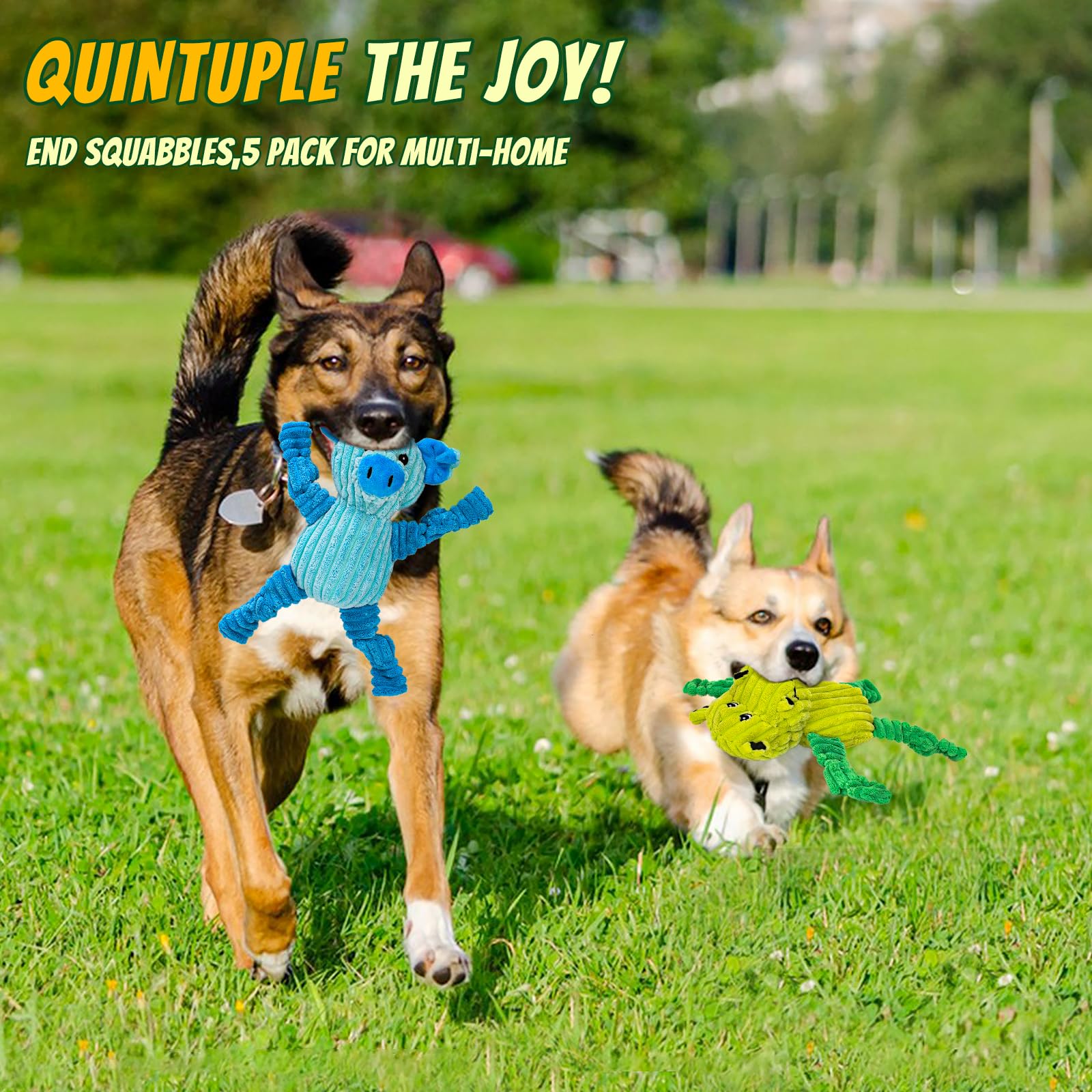 5 Pack Squeaky Plush Dog Toys Durable Animal Bundle Set