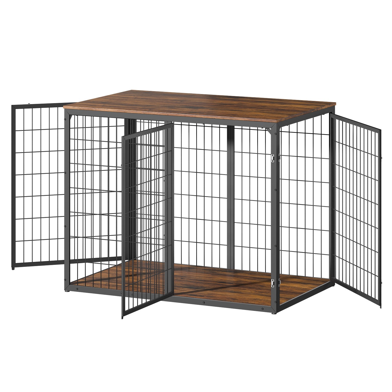47 Inch Dog Crate Furniture with Three Doors Rustic Brown