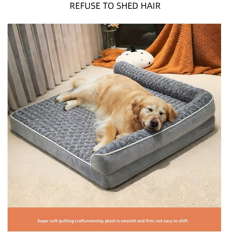 L Shaped Pet Sofa Bed with Washable Cover and Sponge Padding