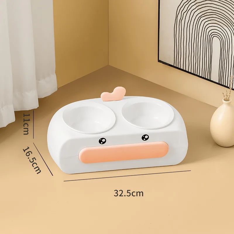 Duck Design Double Pet Feeding Bowl Food Water Tray Set