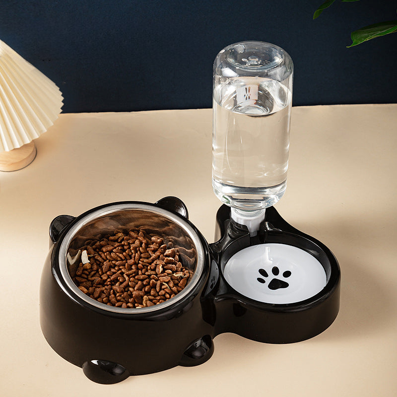Tilted Cat Dog Food Water Bowl Set with Dispenser