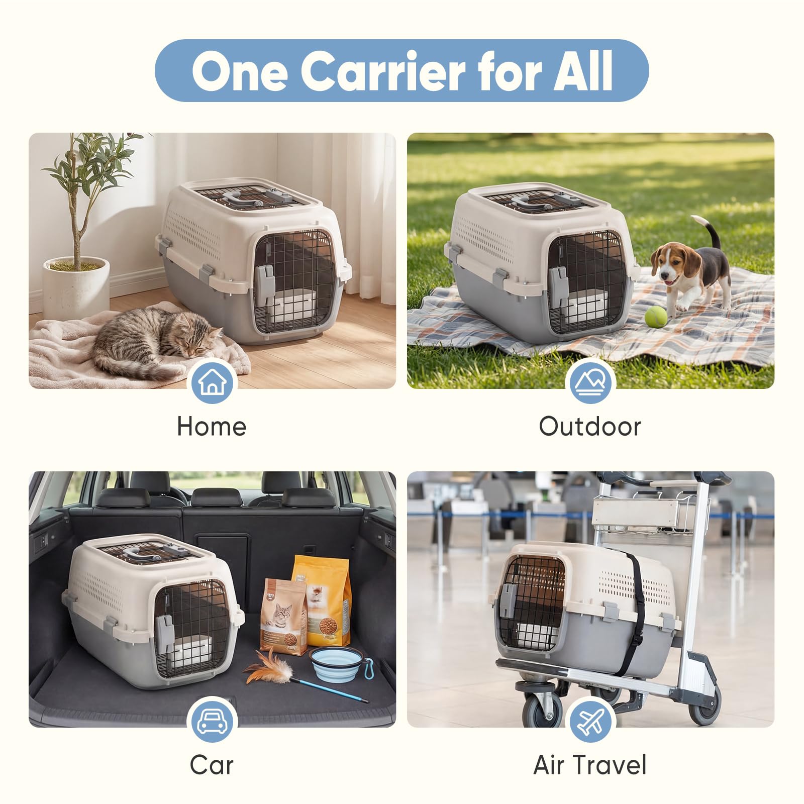Airline Approved Pet Carrier Crate for Small Dogs Cats Travel
