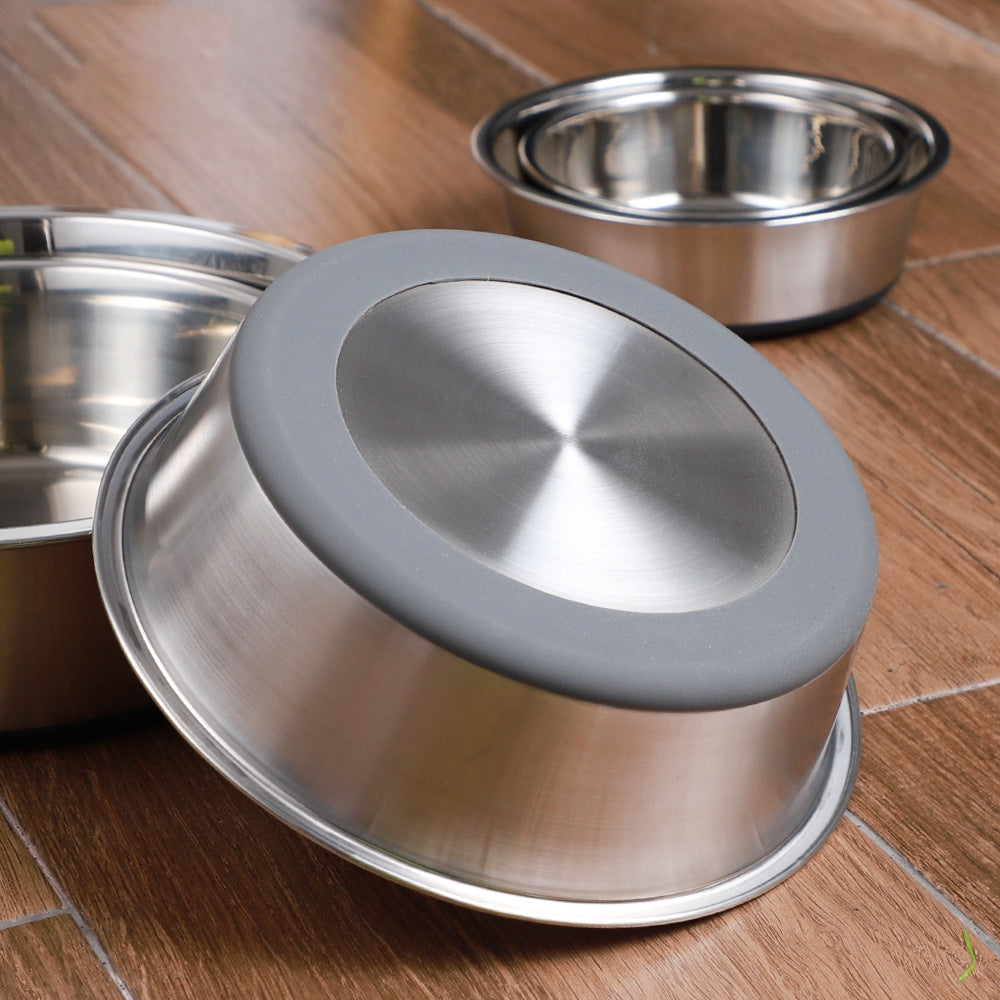 Silicone Stainless Steel Pet Feeding Water Bowl for Cats Dogs