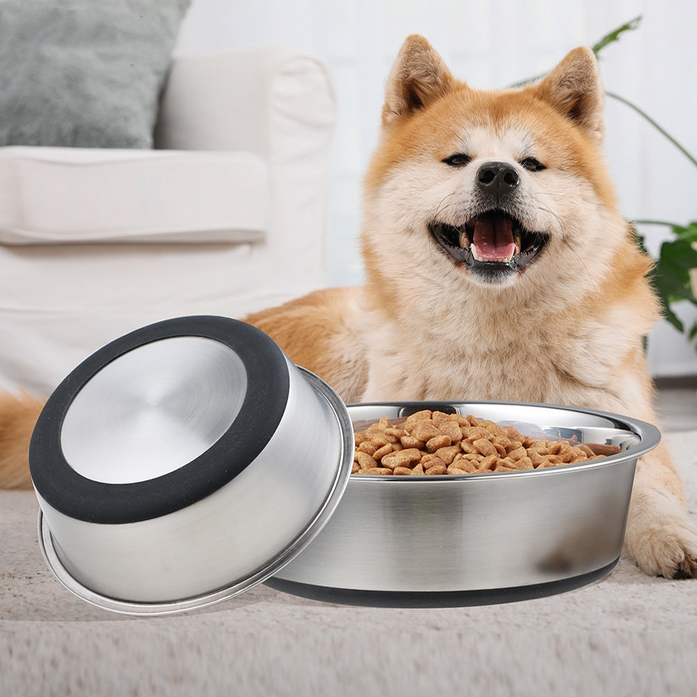 Silicone Stainless Steel Pet Feeding Water Bowl for Cats Dogs