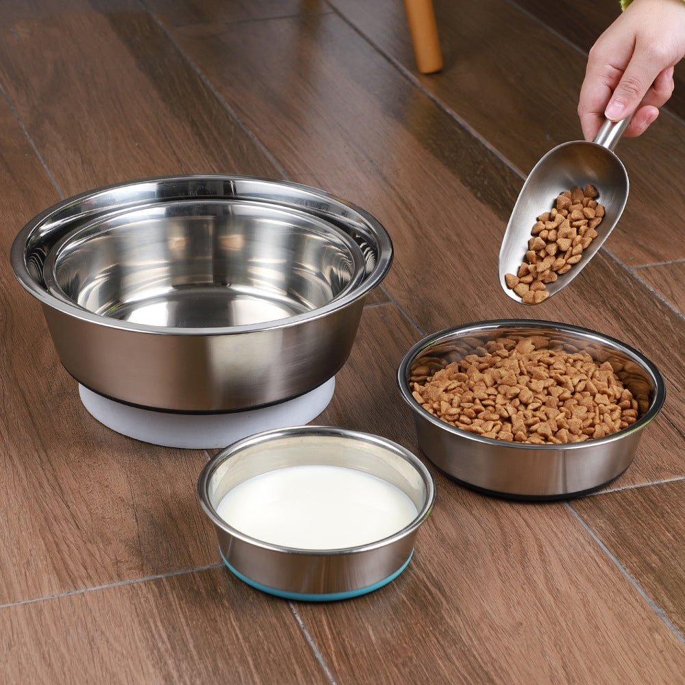 Silicone Stainless Steel Pet Feeding Water Bowl for Cats Dogs
