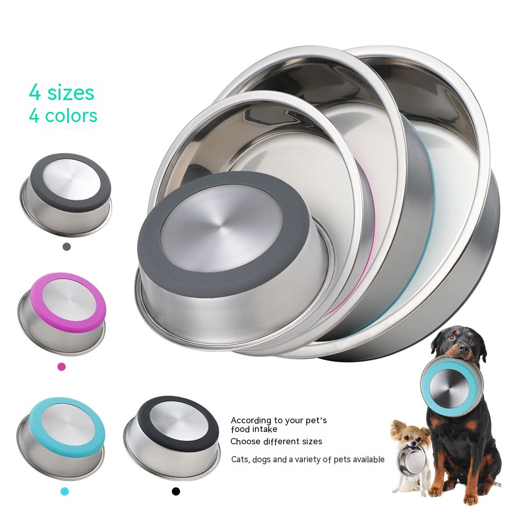Silicone Stainless Steel Pet Feeding Water Bowl for Cats Dogs