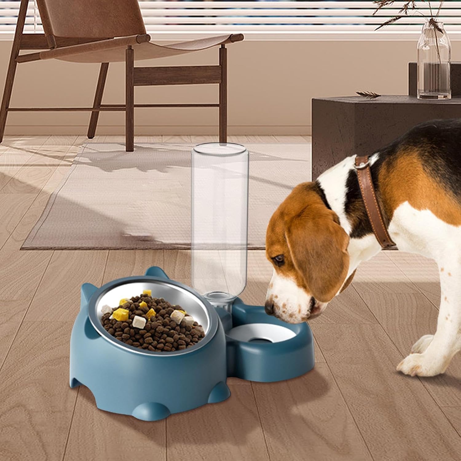 Tilted Cat Dog Food Water Bowl Set with Dispenser