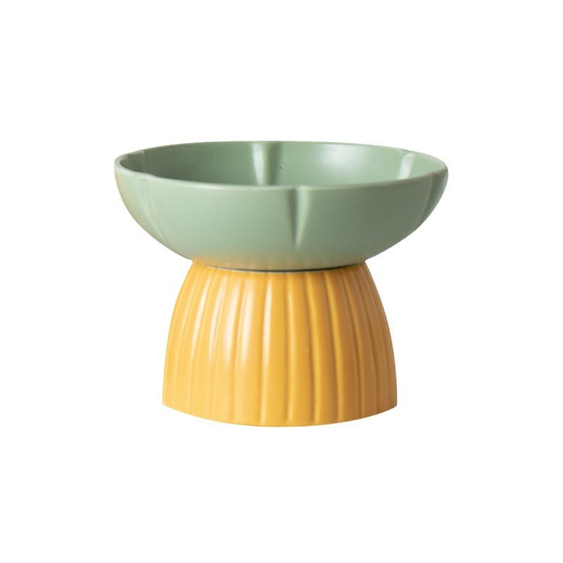 Pet Macaron Ceramic Feeding Bowl Candy Color Food Dish Set