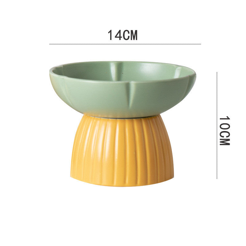 Pet Macaron Ceramic Feeding Bowl Candy Color Food Dish Set