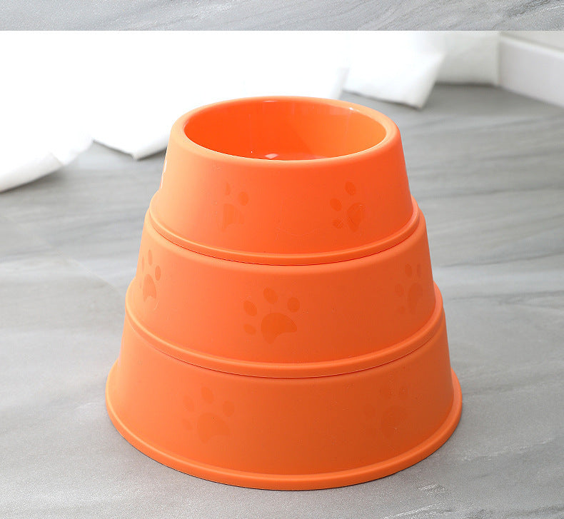 Plastic Frosted Footprints Pet Feeding Water Bowl for Cats Dogs