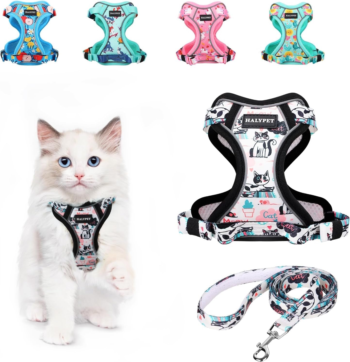 Escape Proof Reflective Adjustable Cat Harness Leash Set