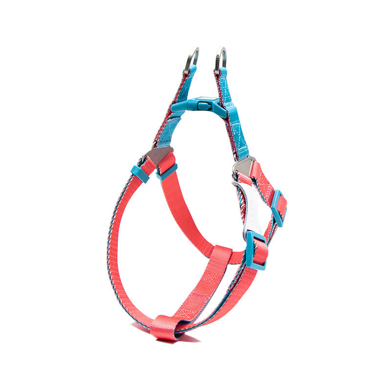 Contrast Color Pet Harness Leash Chest Back Collar Set