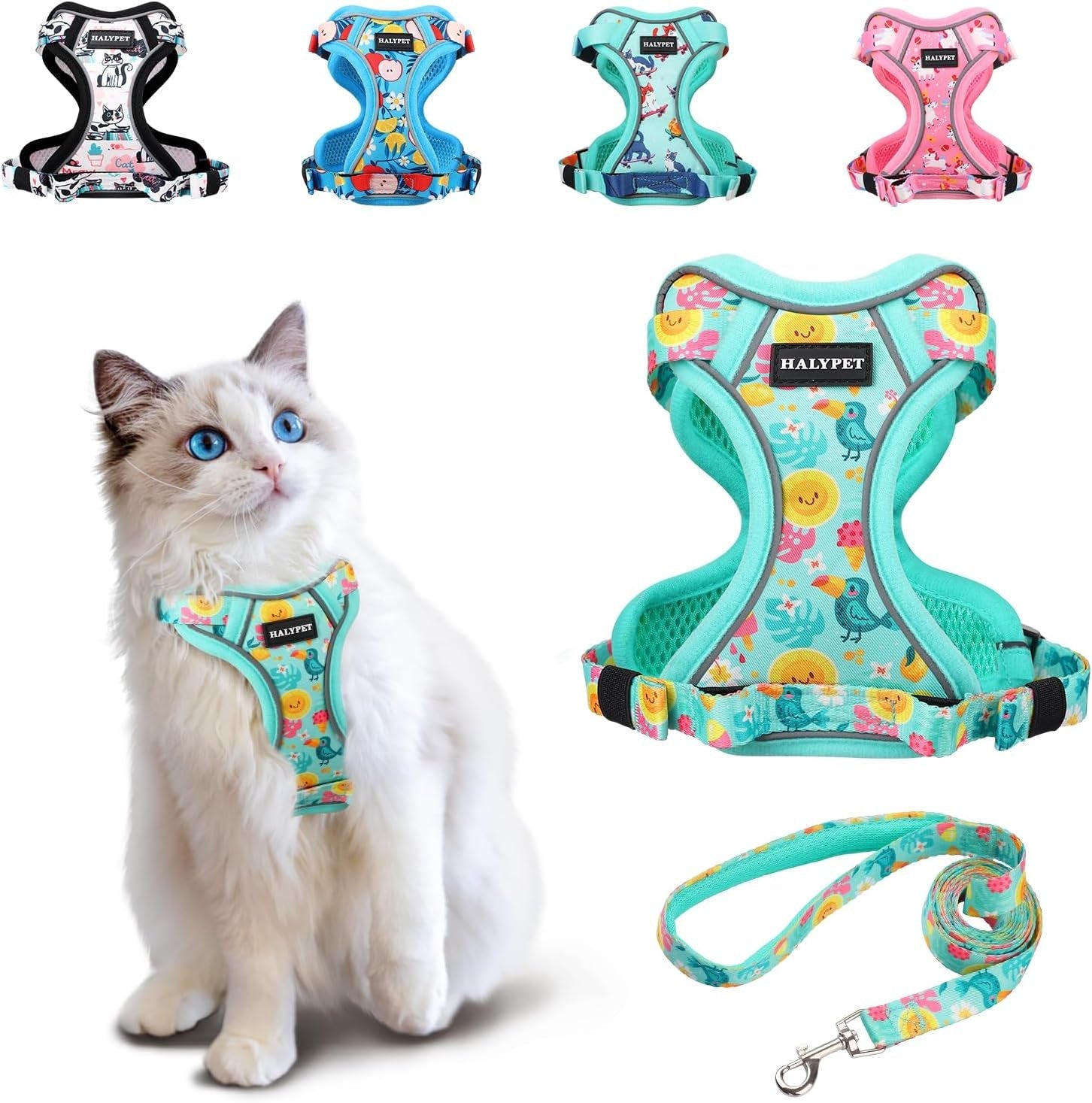 Escape Proof Reflective Adjustable Cat Harness Leash Set