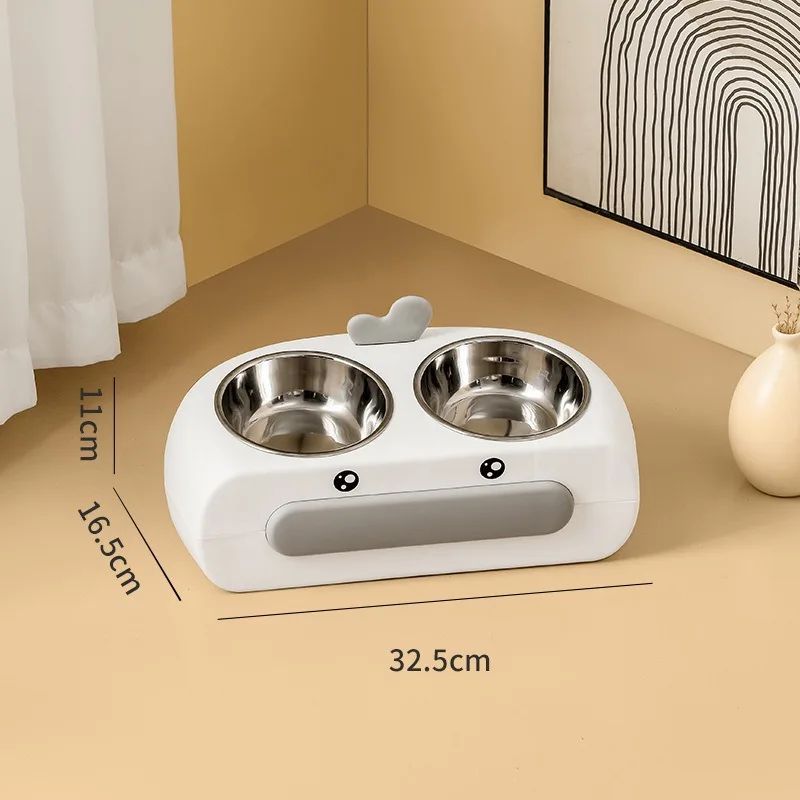 Duck Design Double Pet Feeding Bowl Food Water Tray Set