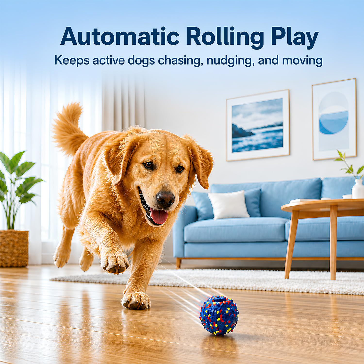 Smart Interactive Rechargeable Moving Dog Ball Toy Waterproof USB-C Charging