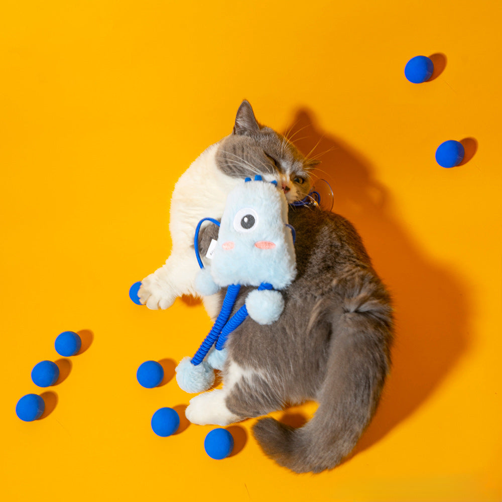 Plush Telescopic Elastic Cat Toy with Bell and Catnip