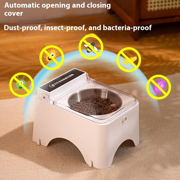Pet Cat Automatic Lid Opening Feeding Bowl Feeder