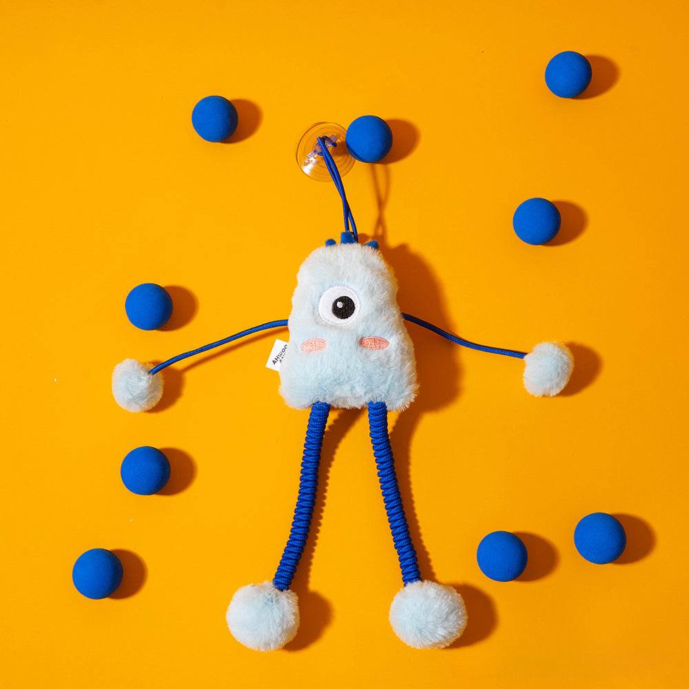 Plush Telescopic Elastic Cat Toy with Bell and Catnip