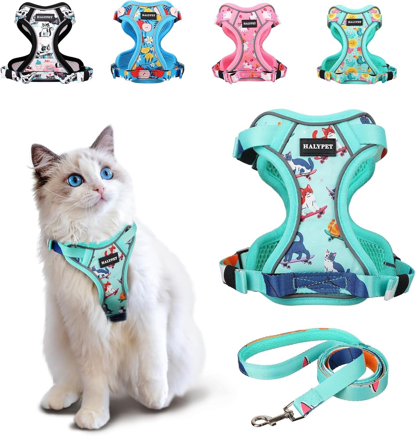Escape Proof Reflective Adjustable Cat Harness Leash Set