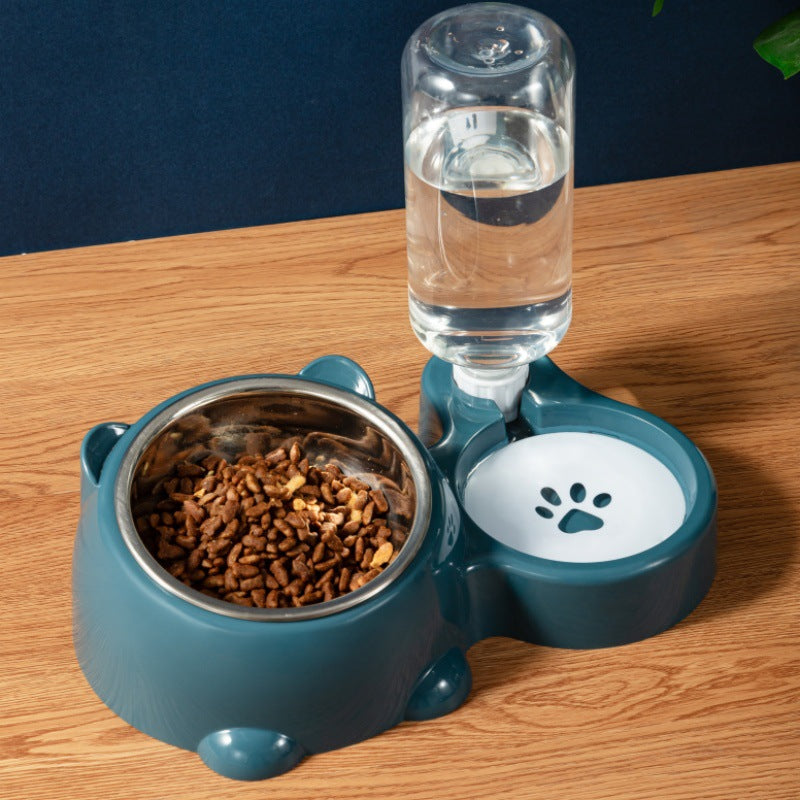 Tilted Cat Dog Food Water Bowl Set with Dispenser
