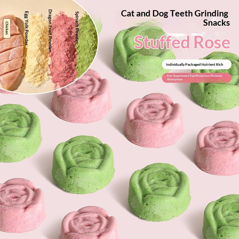 Freeze-Dried Cranberry Rose Cat Treats Crunchy Biscuits Snacks
