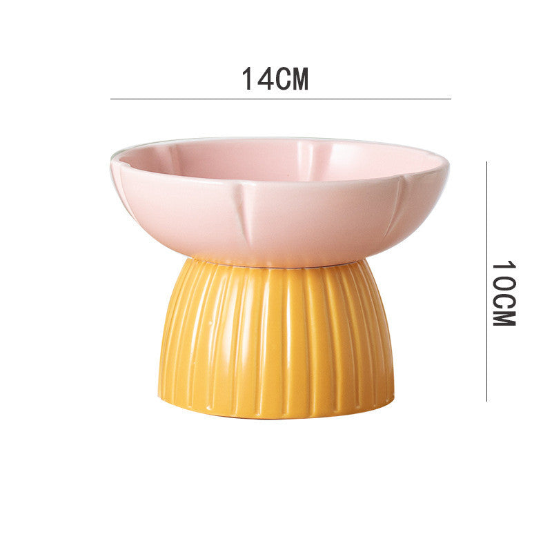 Pet Macaron Ceramic Feeding Bowl Candy Color Food Dish Set