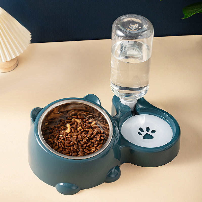 Tilted Cat Dog Food Water Bowl Set with Dispenser
