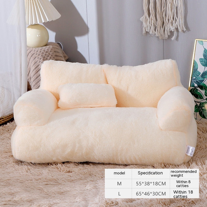 Luxury Plush Cat Bed Sofa Warm Pet Nest for Dogs Cats
