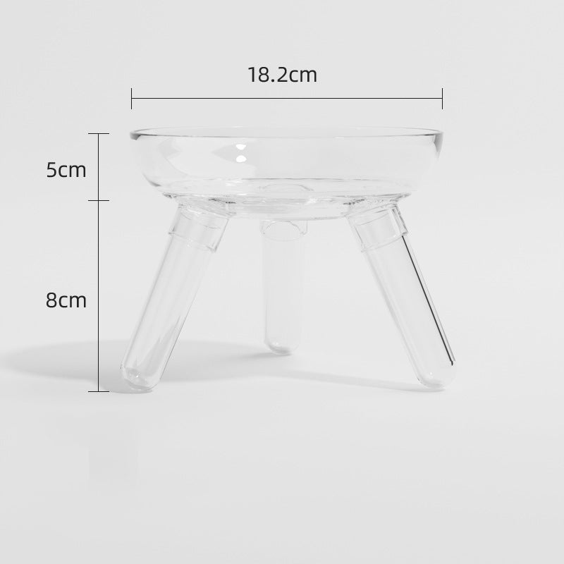 Pet Cat Dog Transparent Glass Feeding Water Bowl Anti Knock