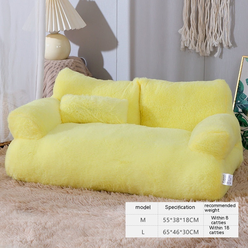 Luxury Plush Cat Bed Sofa Warm Pet Nest for Dogs Cats