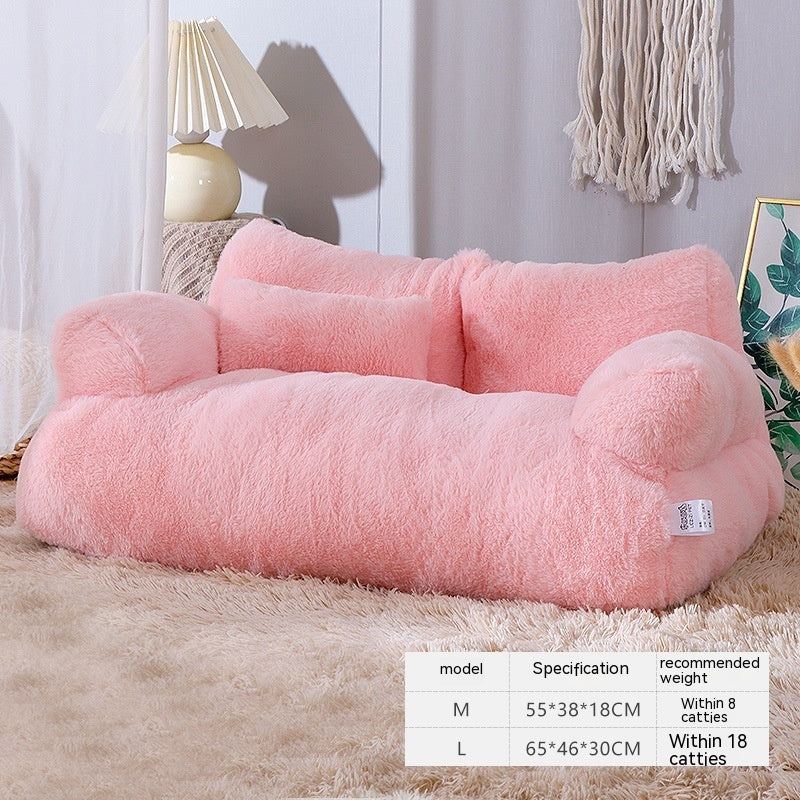 Luxury Plush Cat Bed Sofa Warm Pet Nest for Dogs Cats