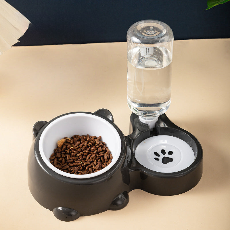 Tilted Cat Dog Food Water Bowl Set with Dispenser