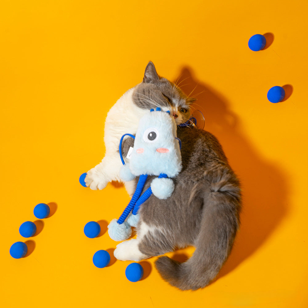 Plush Telescopic Elastic Cat Toy with Bell and Catnip