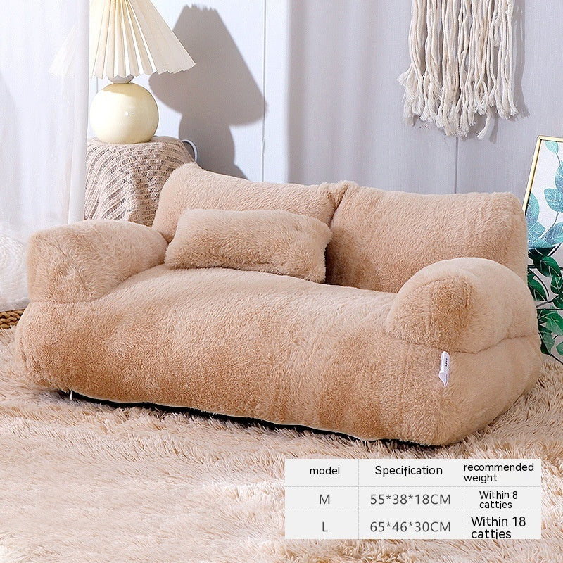 Luxury Plush Cat Bed Sofa Warm Pet Nest for Dogs Cats