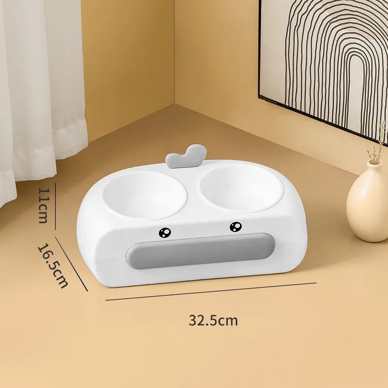 Duck Design Double Pet Feeding Bowl Food Water Tray Set
