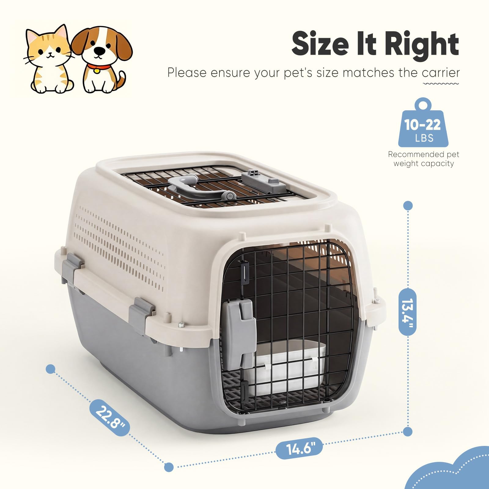 Airline Approved Pet Carrier Crate for Small Dogs Cats Travel