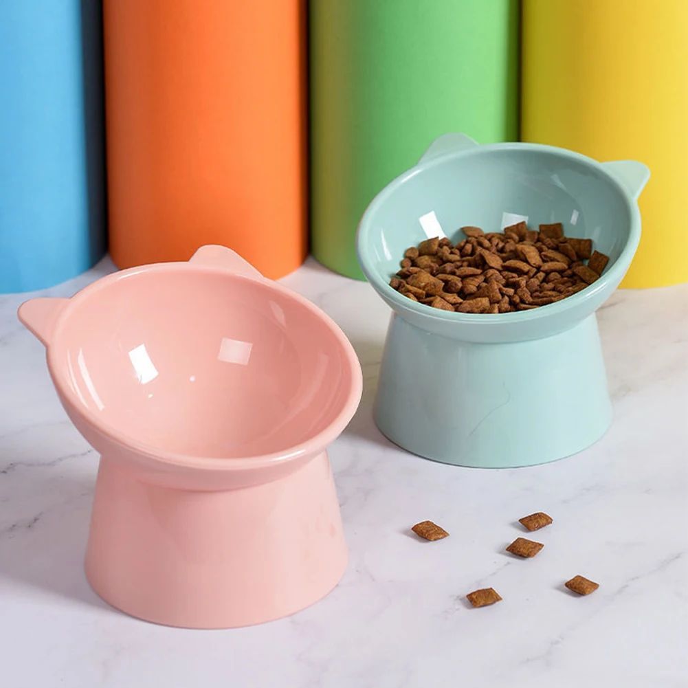 Tilted Elevated Cat Food Bowl Anti Slip Ergonomic Feeding Dish