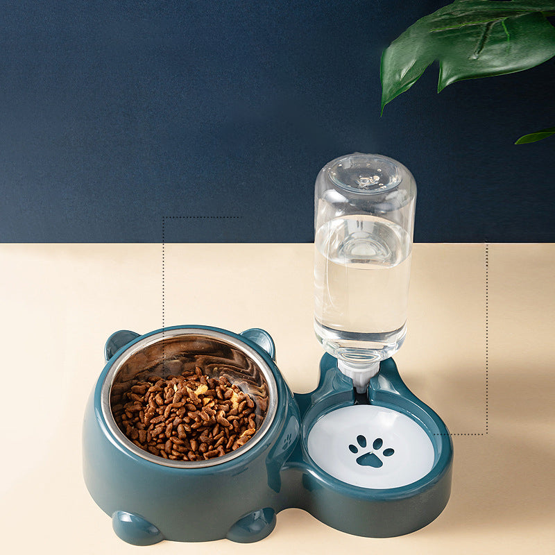 Tilted Cat Dog Food Water Bowl Set with Dispenser