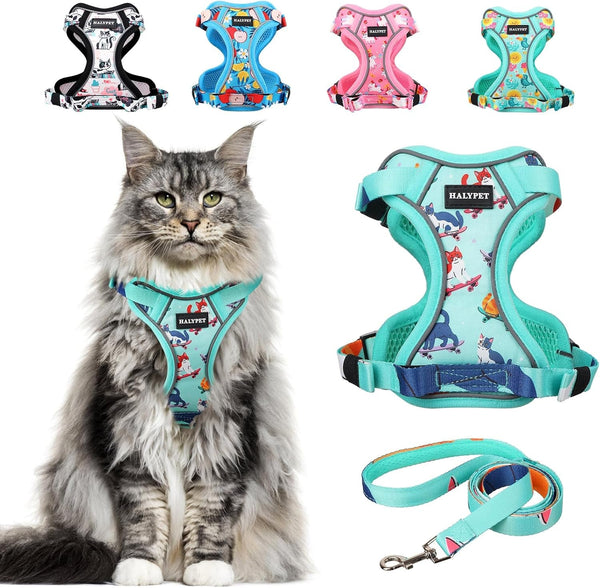 Escape Proof Reflective Adjustable Cat Harness Leash Set