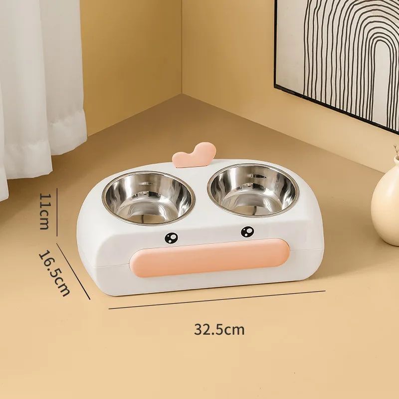 Duck Design Double Pet Feeding Bowl Food Water Tray Set