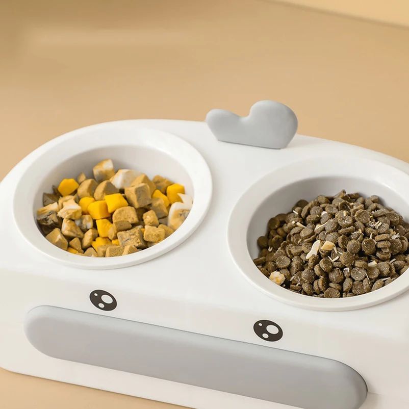 Duck Design Double Pet Feeding Bowl Food Water Tray Set